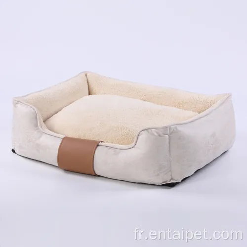 Animal luxe en peluche confortable lit de chien rectangulaire